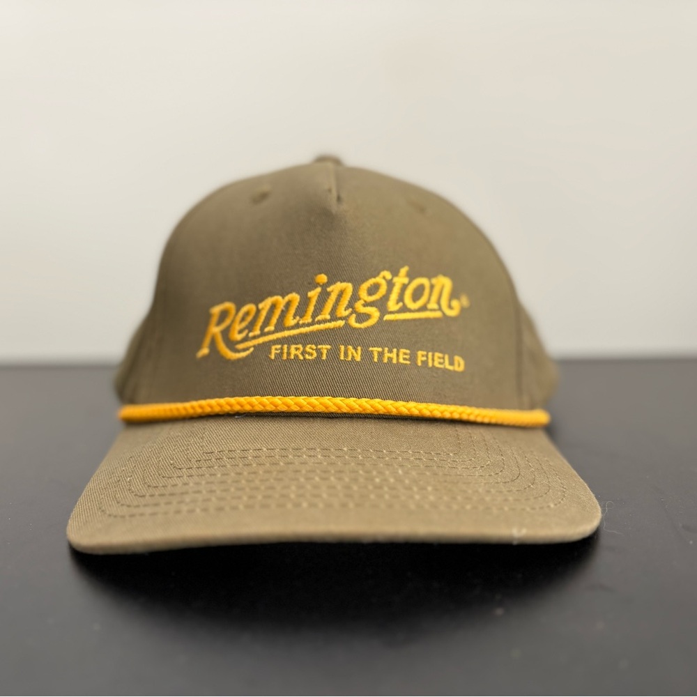 Remington Olive Green Cap with Yellow Embroidery and Rope Snap Back Hat